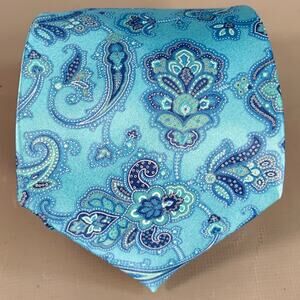STEFANO RICCI Blue Aqua Paisley Silk Tie